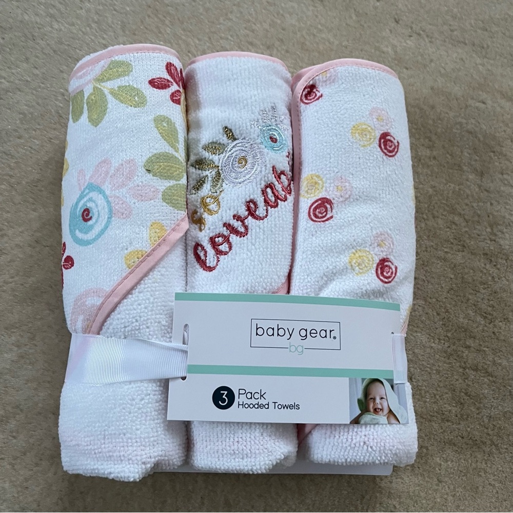 Baby Gear 3 pack of Hooded Towels